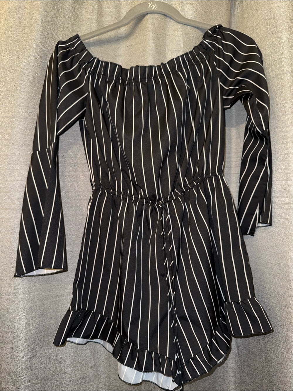 SHEIN Light Blue and White Pinstripe Top